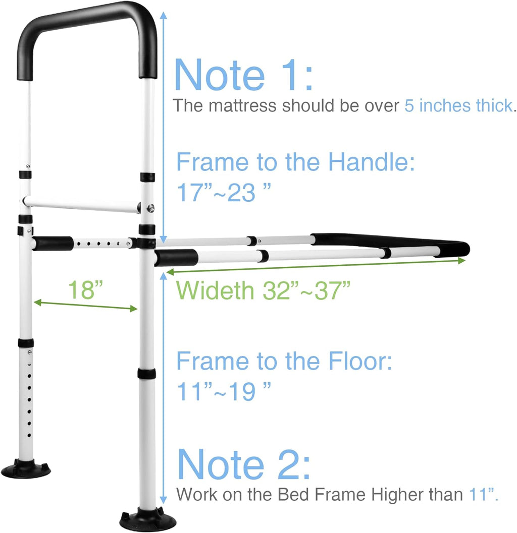 LandTale Adjustable Bed Assist Rail with Handle, Safety Grab Bar for Bed

