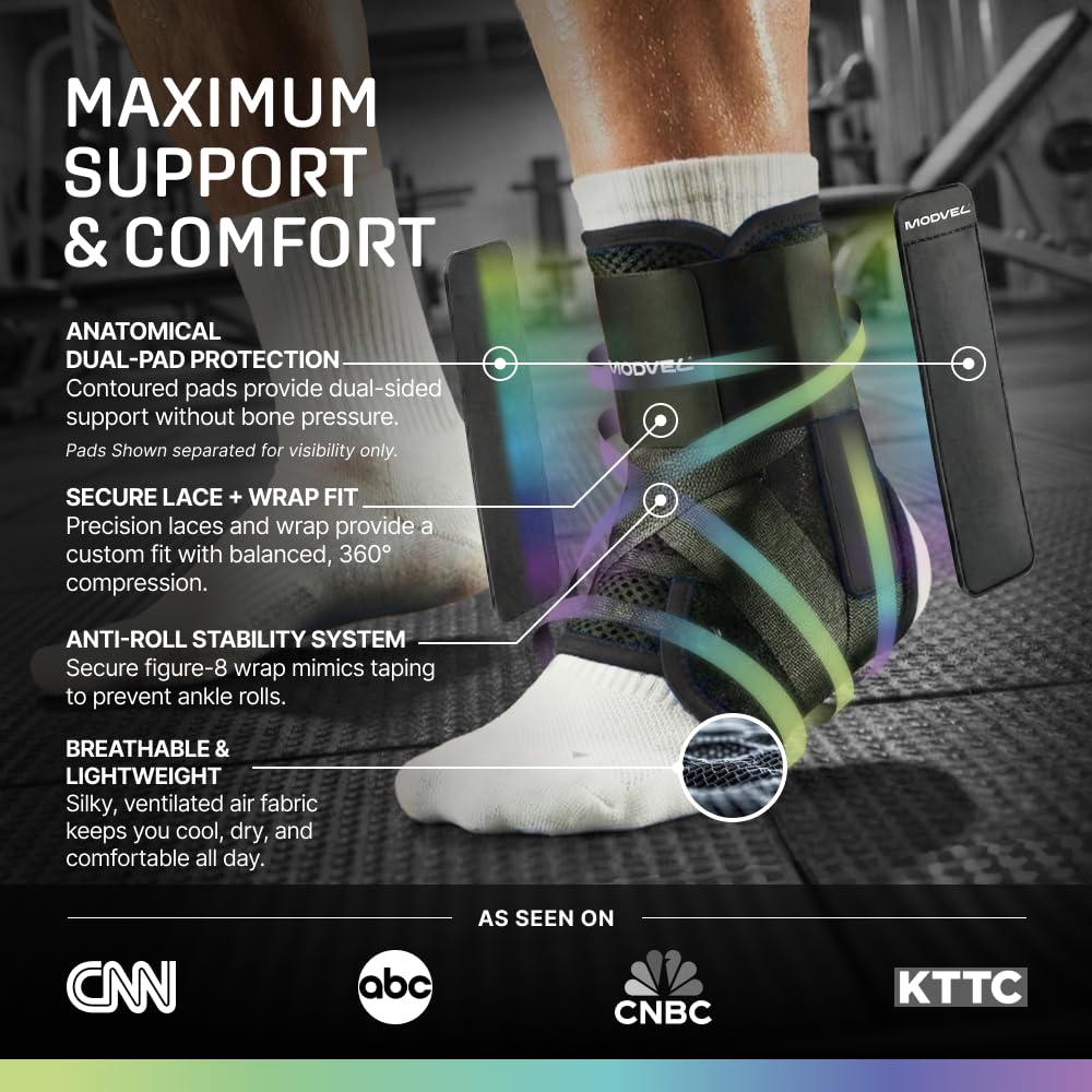 Modvel Slim Lace-Up Figure 8 Ankle Brace, Adjustable Ankle Support Wrap

