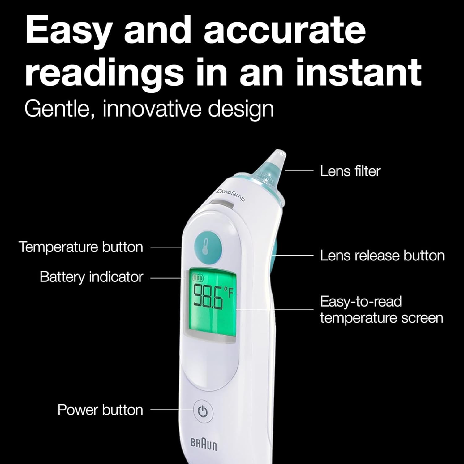 Braun ThermoScan 6 Ear Thermometer IR Technology Color-Coded Display IRT6515

