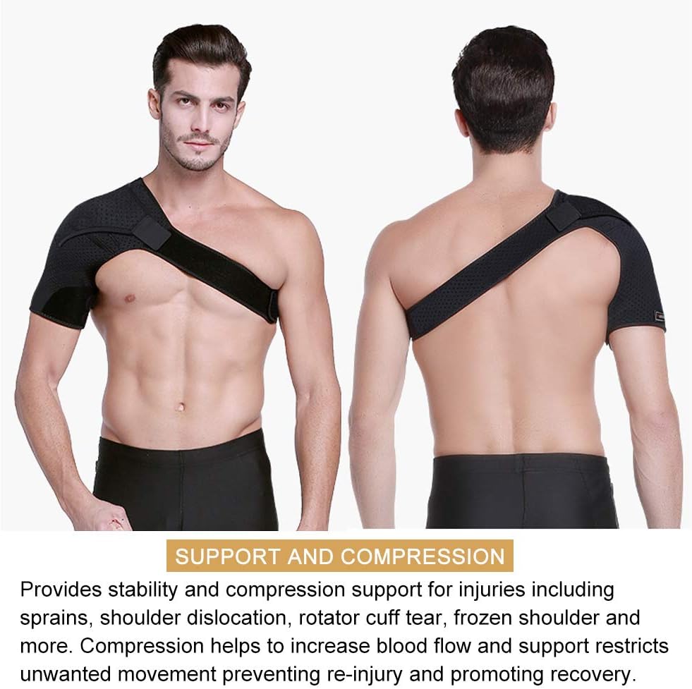 HUEGLO Shoulder Brace Stabilizer for Rotator Cuff Support, AC Joint Pain Relief

