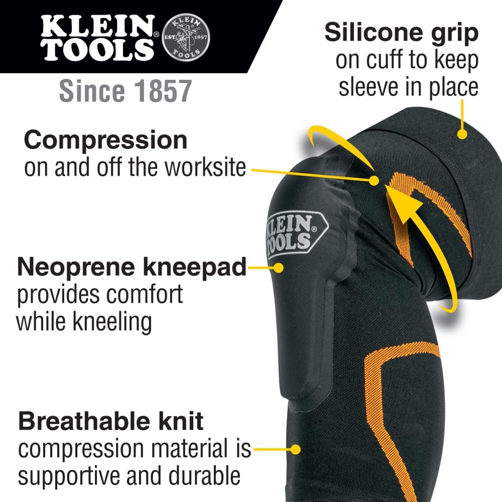 Klein Tools 60623 Compression Knee Pad Sleeve with Neoprene Foam, Knee Support

