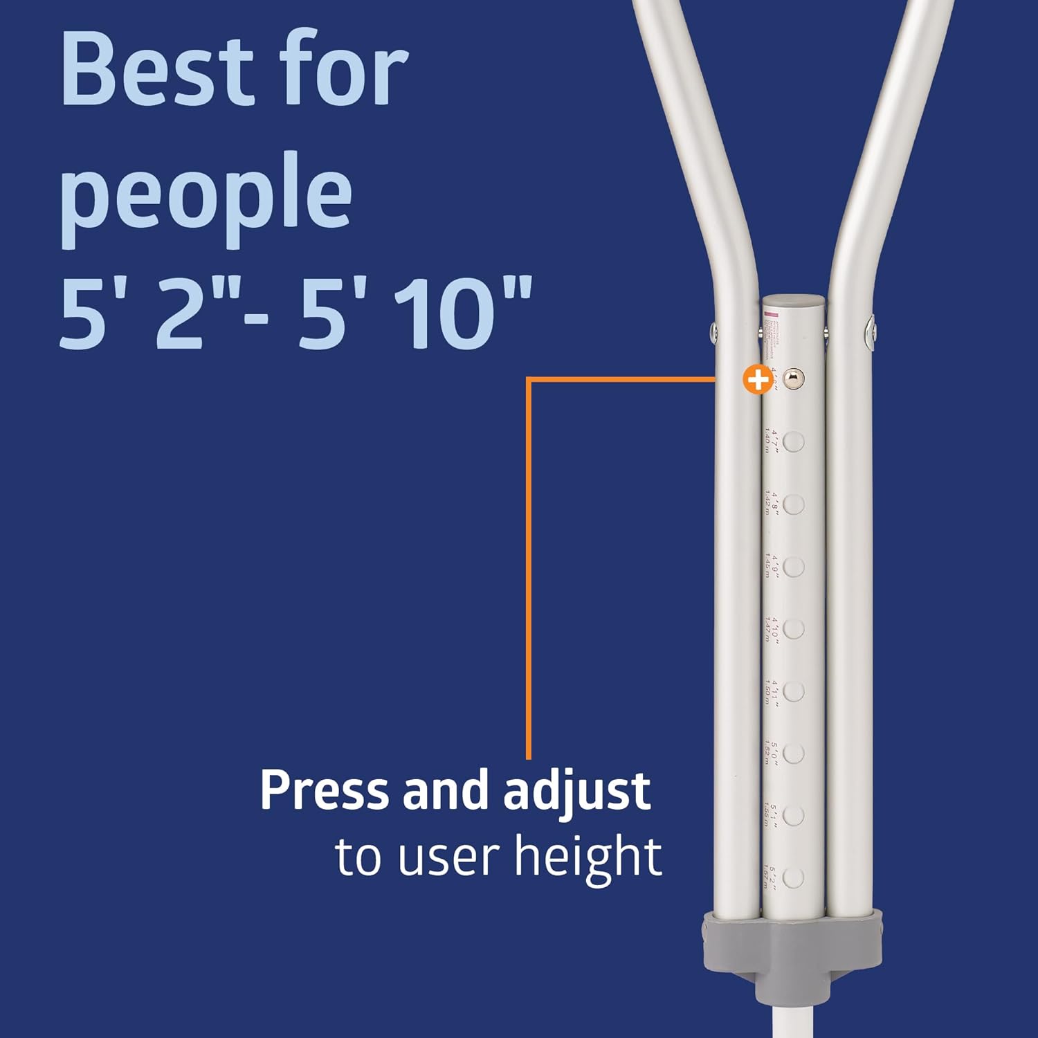 Medline Aluminum Adjustable Crutches, Walking Aid, 300 lb Capacity, 1 Pair

