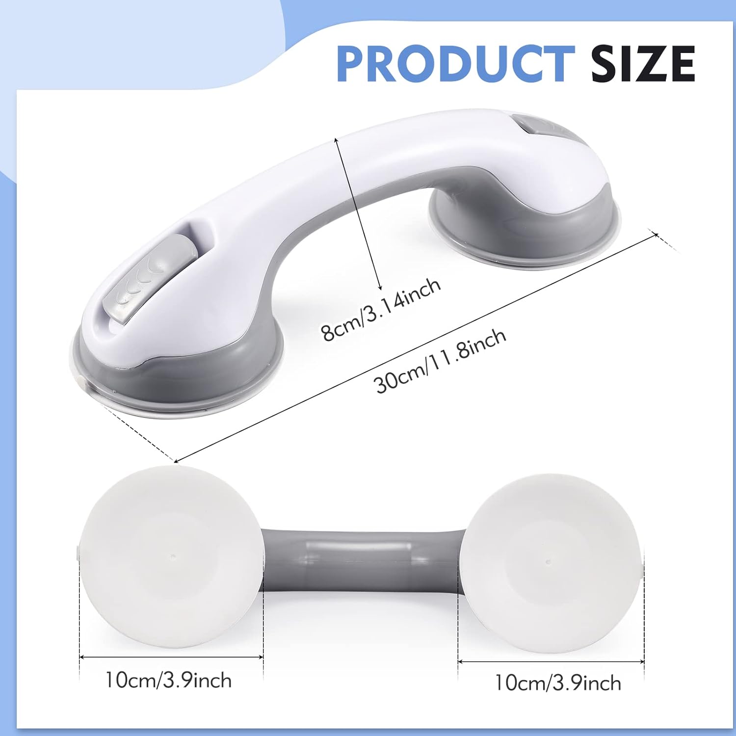 KVANT Grab Bars for Bathtubs and Showers, 12 Inch Shower Suction Cup Handle

