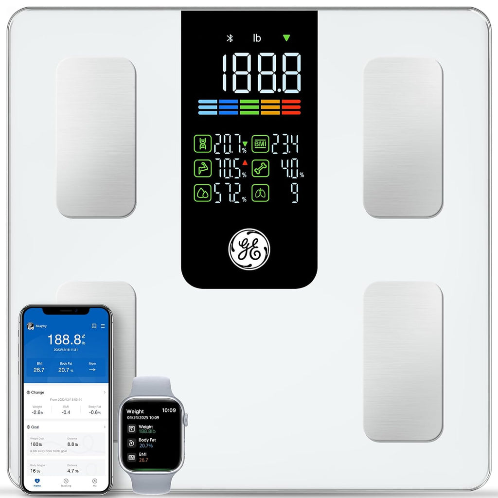 GE Fit Plus Digital Body Composition Scale with BMI, Fat, Muscle, Bluetooth, 500 lb


