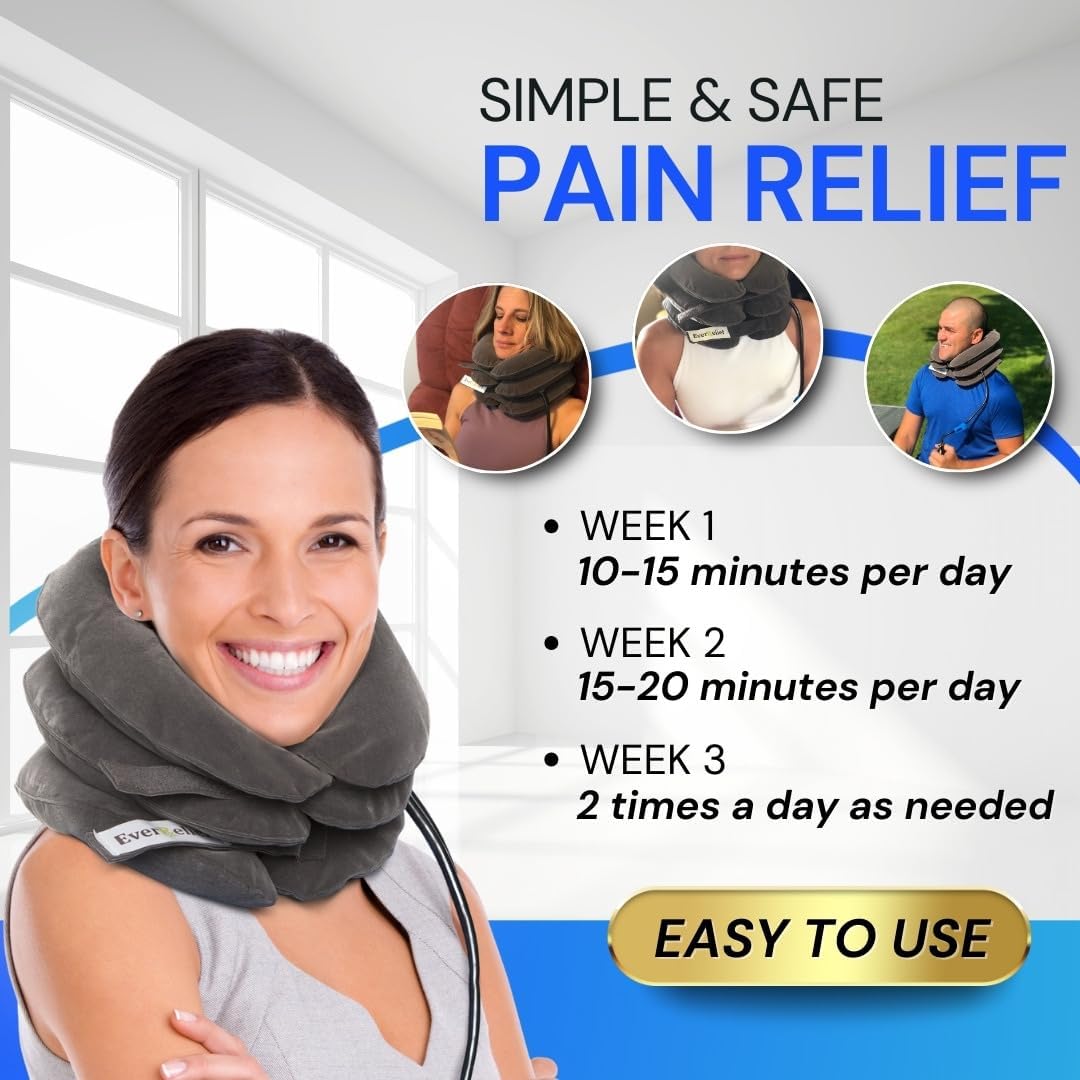 EverRelief Cervical Traction Device Inflatable Adjustable Neck Stretcher Pillow

