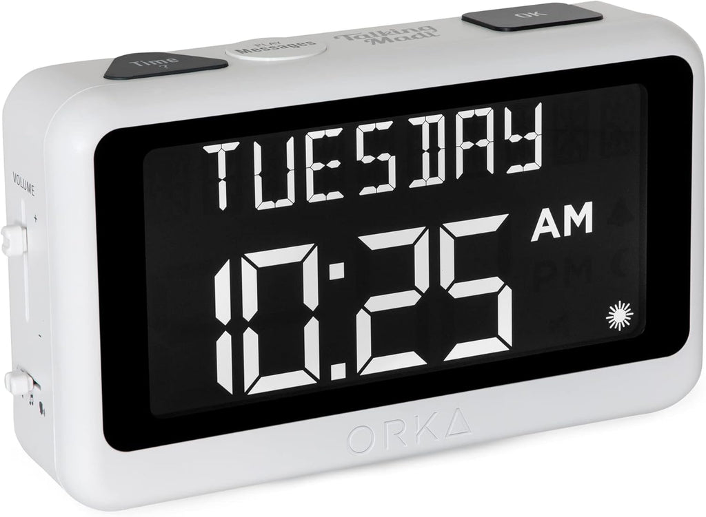 ORKA Talking Pill Reminder Alarm Clock with Voice Recording, Large Digital Display

