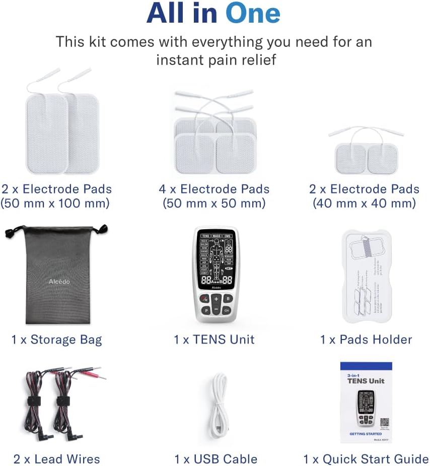 Alcedo TENS and EMS Muscle Stimulator Unit with Electric Pulse Massager, 41 Modes

