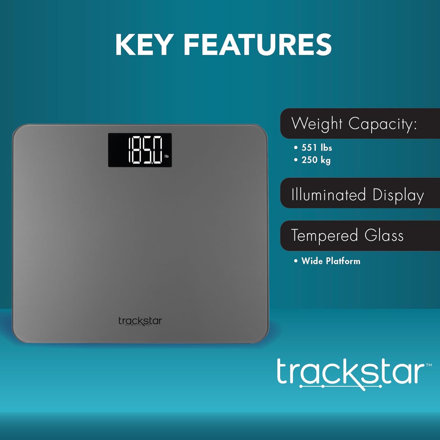 trackstar Wide-Platform Digital Weight Scale with Bluetooth, 550 lb Capacity App

