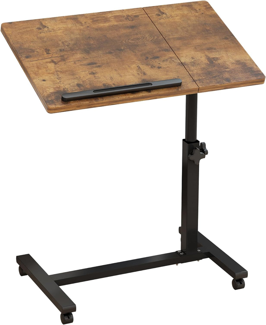 TigerDad Adjustable Overbed Table with Wheels, Rolling Bed Laptop Desk


