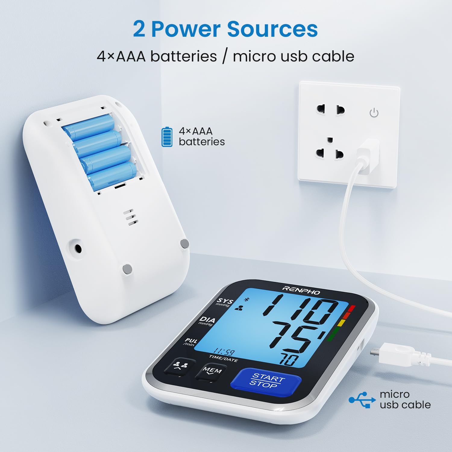 RENPHO Smart Upper Arm Blood Pressure Monitor with Bluetooth, App Connectivity

