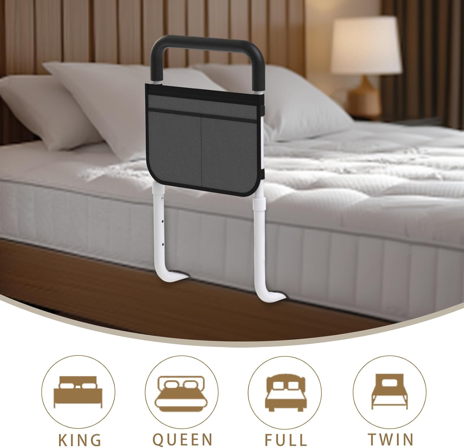 OCBAiLi Adjustable Bed Rail for Seniors with Storage Pocket and Non-Slip Handle

