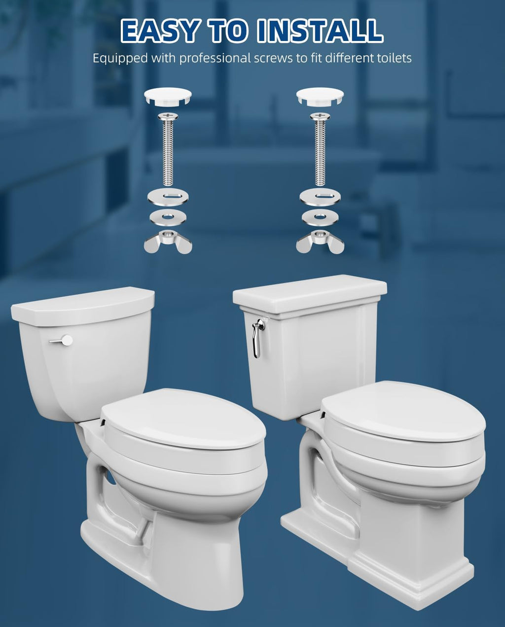 Elevated Toilet Seat Riser for Elongated Toilets, Slow Close, Anti-Slip

