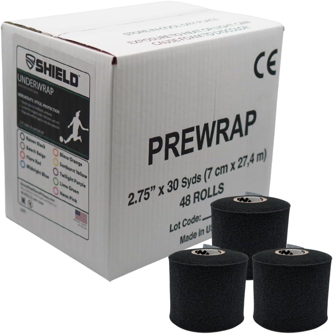 Shield Athletic Underwrap Pre-Wrap Athletic Tape Barrier Wrap, Bulk Case of 48 Rolls

