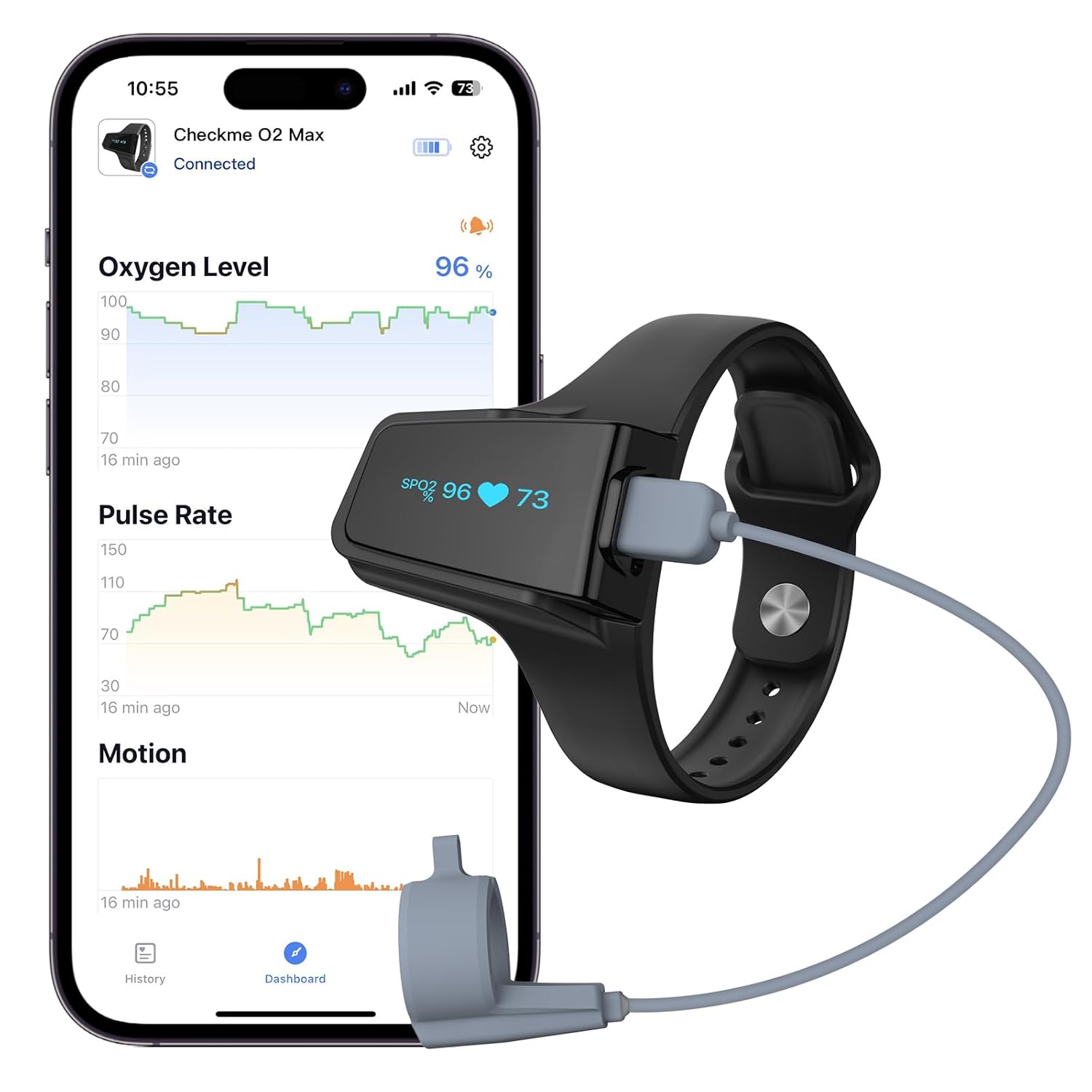 Wellue Wrist Pulse Oximeter with Bluetooth, Rechargeable SPO2 Monitor, Audio Alerts

