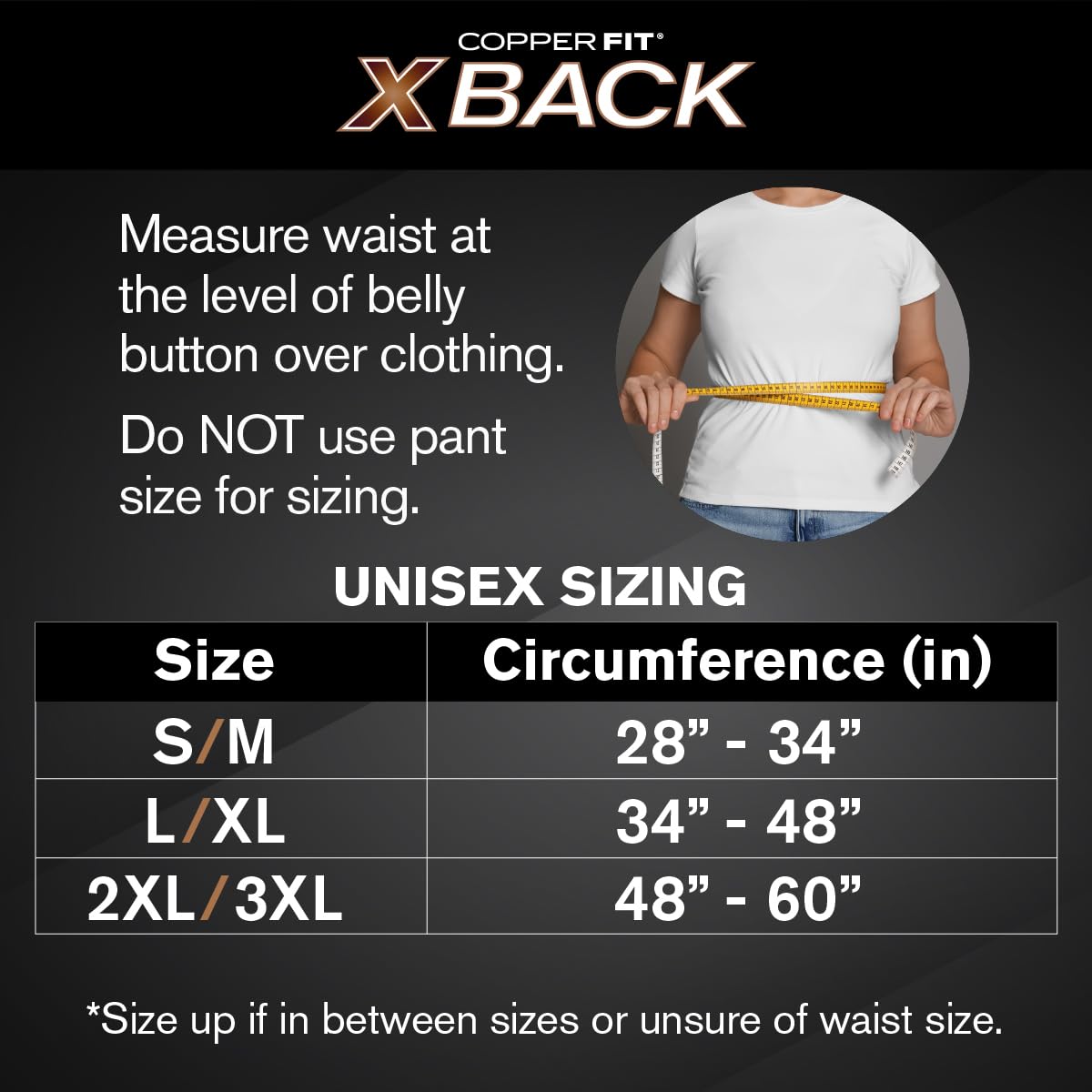 Copper Fit X-Back Adjustable Lumbar Support Brace for Lower Back Pain, Unisex

