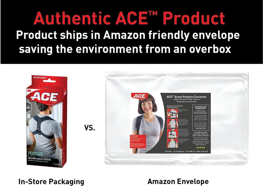 ACE Posture Corrector for Upper Back Support with Adjustable Shoulder Straps

