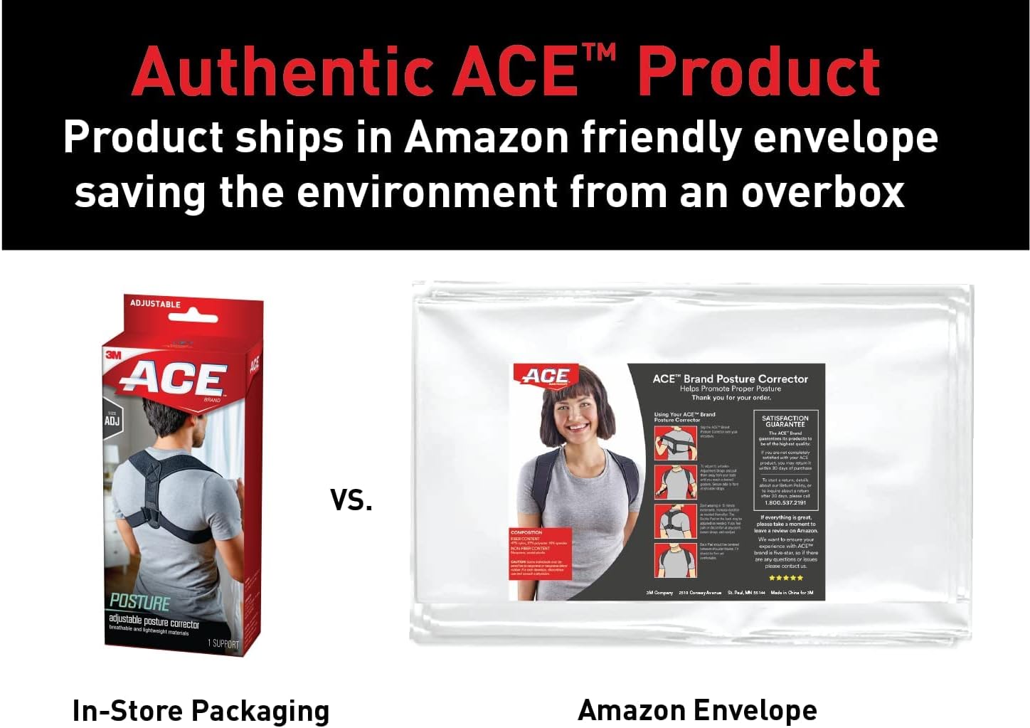 ACE Posture Corrector for Upper Back Support with Adjustable Shoulder Straps

