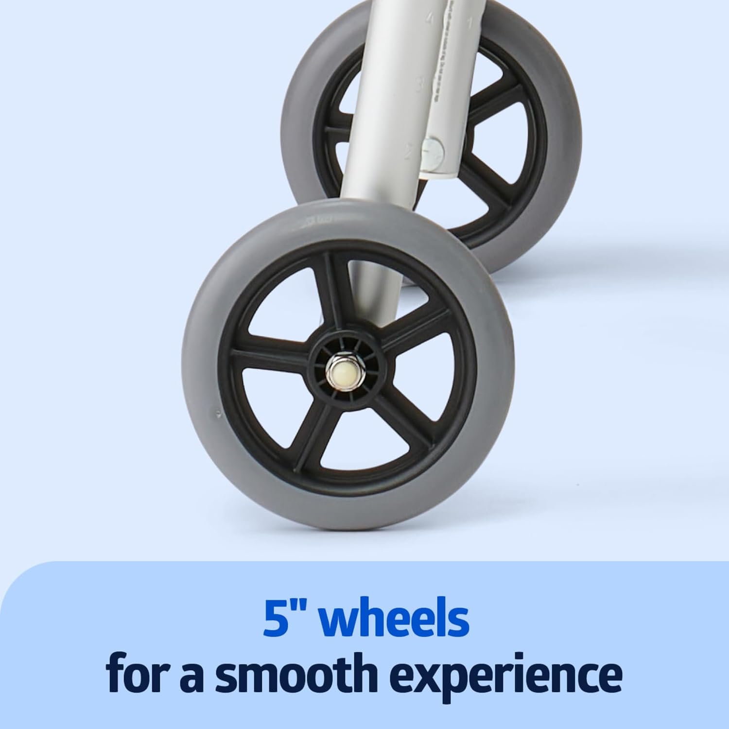 Medline Lightweight Two-Button Folding Walker with 5" Wheels, Aluminum Frame, 300 lb

