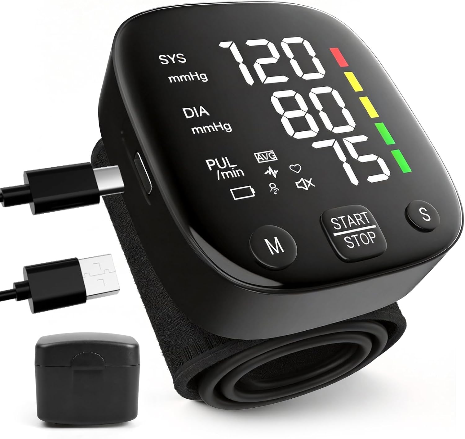 Automatic Wrist Blood Pressure Monitor with Voice Guidance and Dual User Memory

