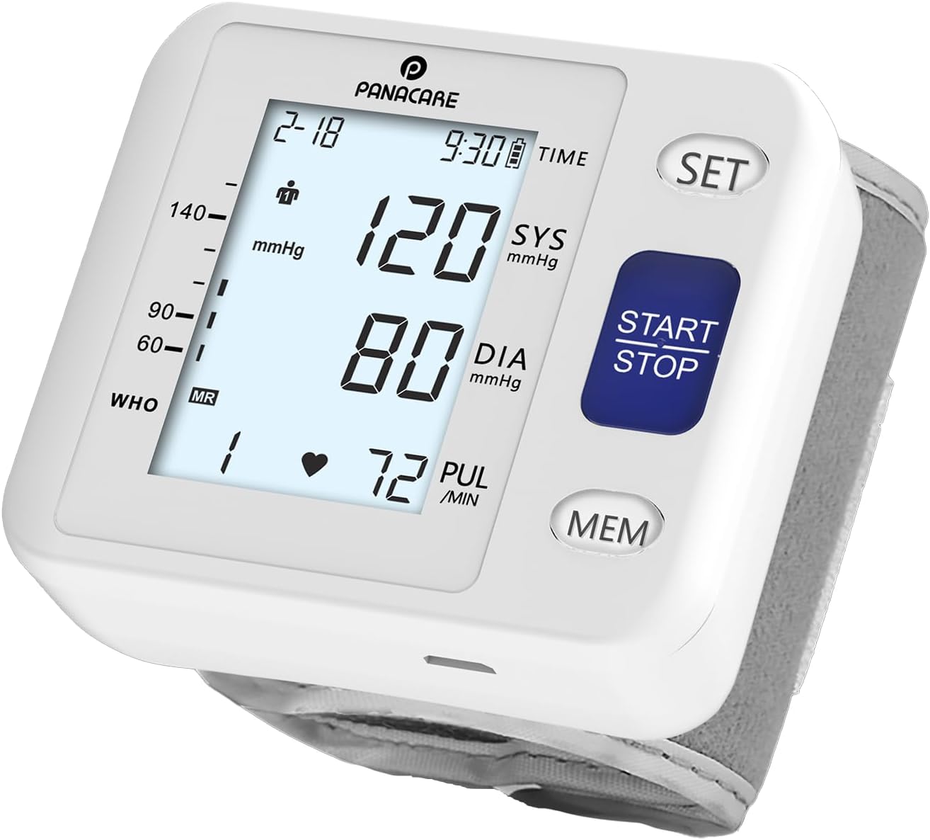 Wrist Blood Pressure Monitor for Home Use, Large Backlit LCD, Portable Case

