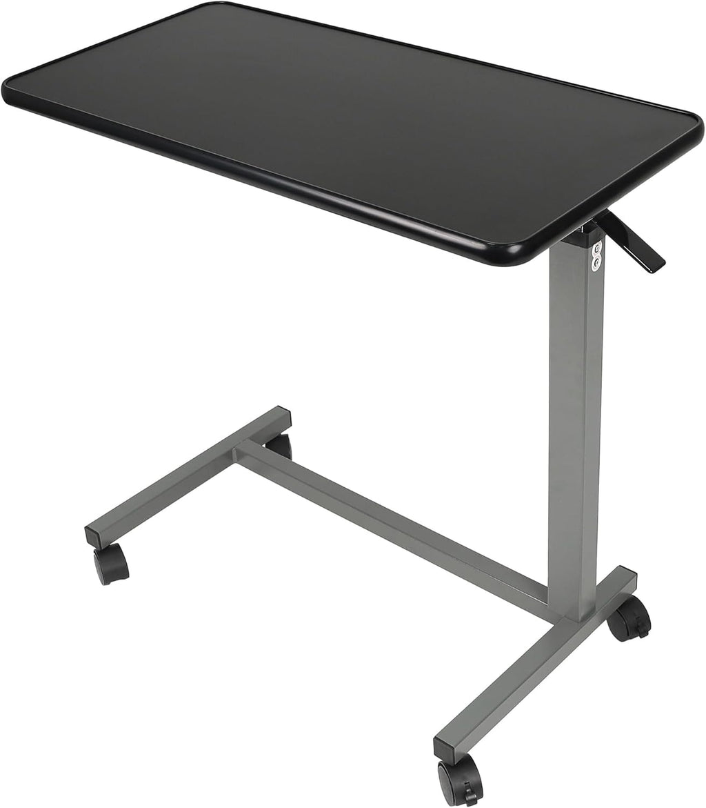 Vaunn Medical Pneumatic Adjustable Overbed Bedside Table with Wheels

