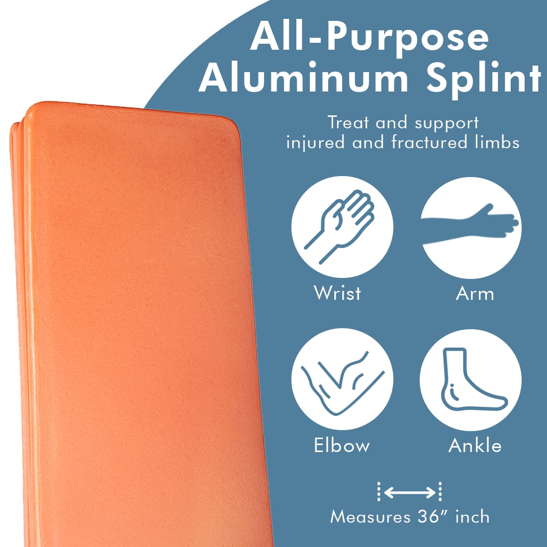 NOVAMEDIC Padded Aluminum First Aid Splints, Universal, 36 in, Waterproof

