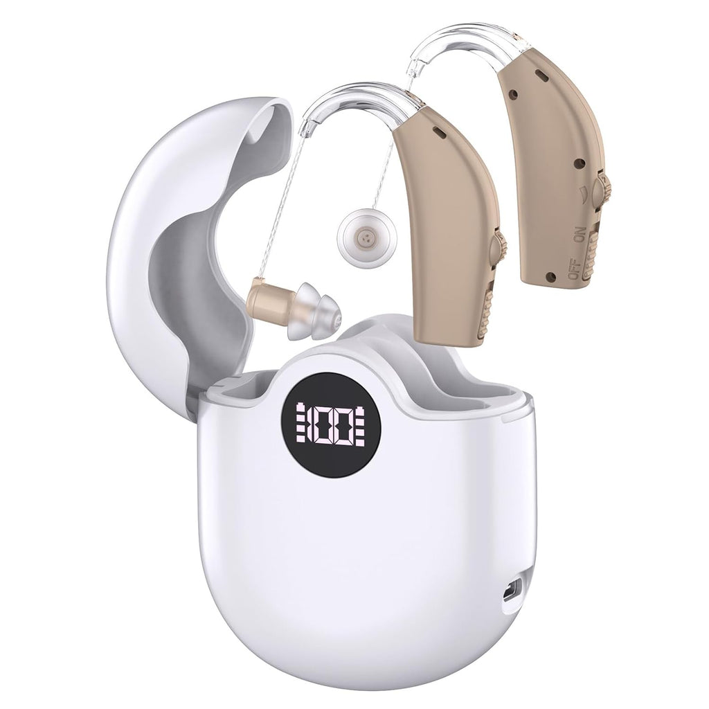 Rechargeable Hearing Aids for Seniors with Noise Reduction and Volume Control

