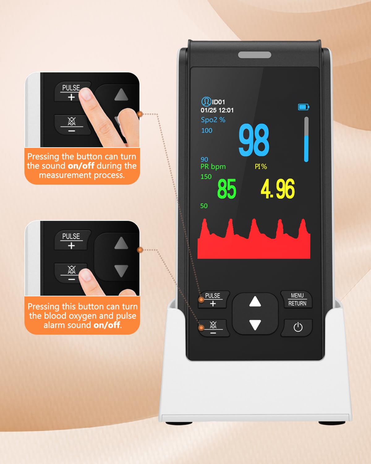 HealthTree Rechargeable Fingertip Pulse Oximeter with SpO2 and Pulse Rate Monitor

