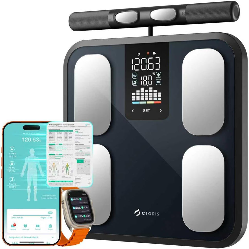CLORIS Digital Smart Scale 8-Electrode Body Fat BMI Bluetooth App Body Composition

