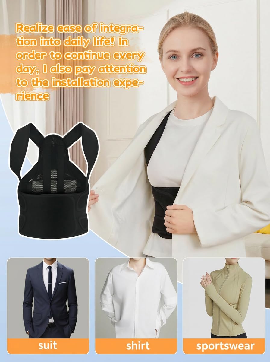 Posture Corrector Back Brace Adjustable Shoulder Straightener for Upper & Lower Back

