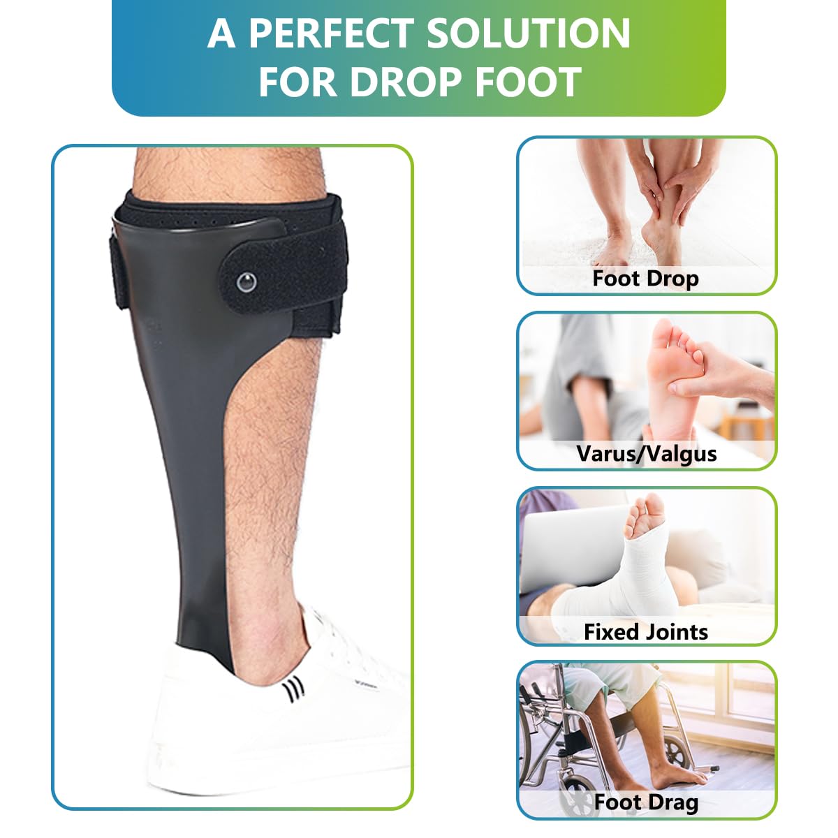 Komzer AFO Drop Foot Brace, Medical Ankle Foot Orthosis, Lightweight Support

