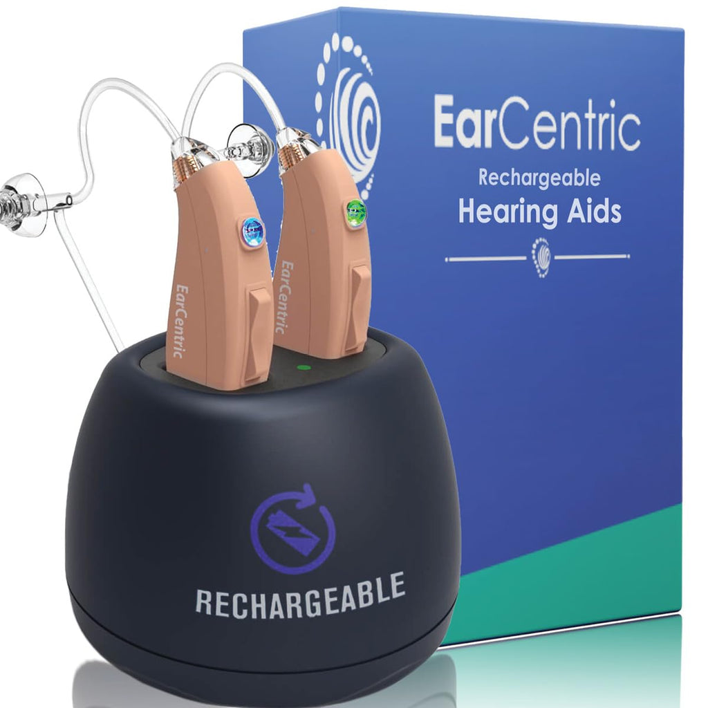 EarCentric EasyCharge Rechargeable Hearing Aids Pair, Behind-the-Ear BTE Digital

