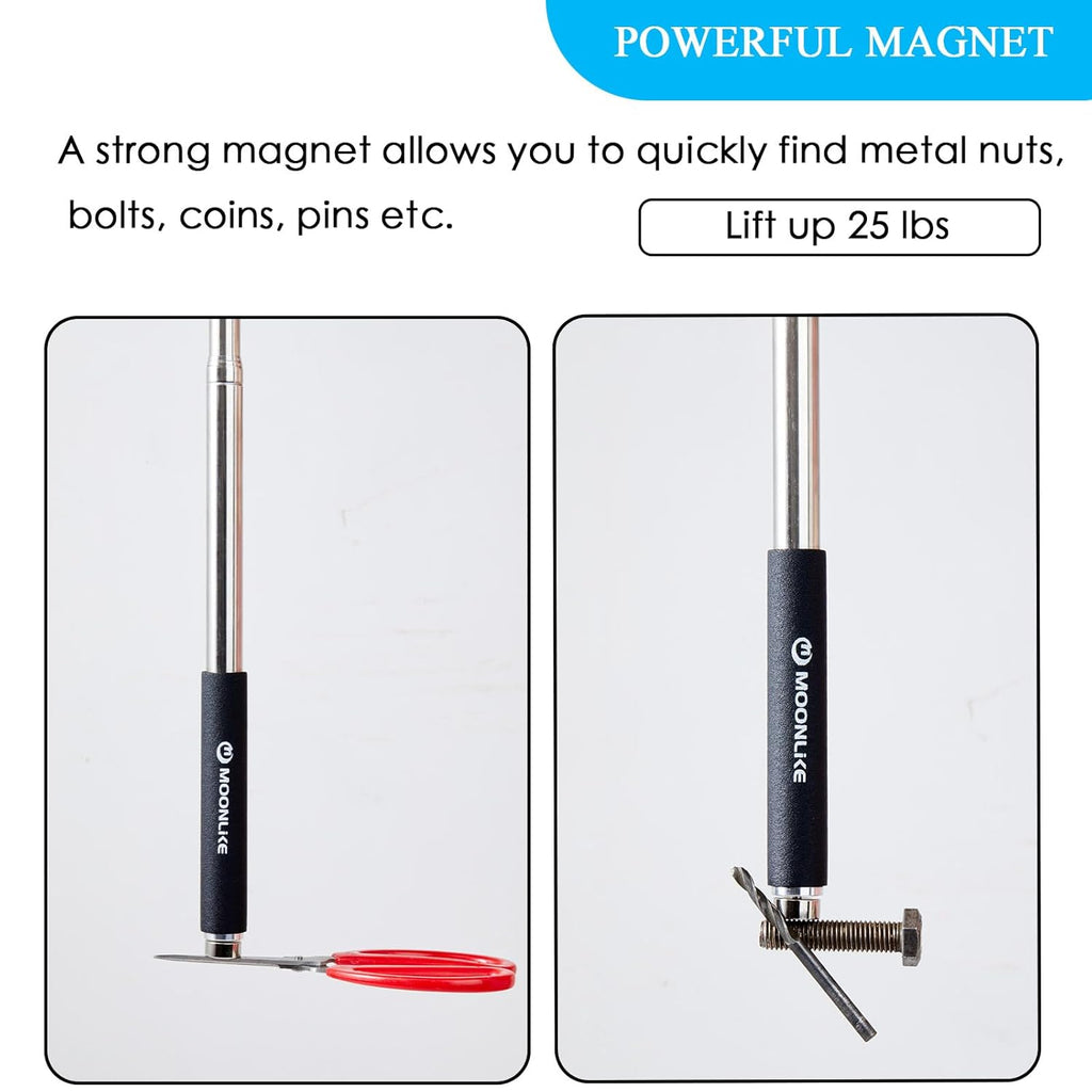 Telescoping Magnetic Pickup Tool with Hook, 10 ft Grabber Pole Reacher

