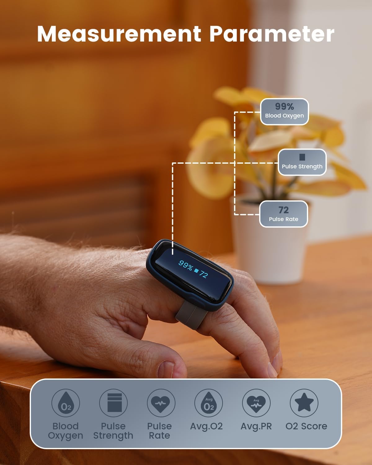 Vibeat Oxylink Bluetooth Blood Oxygen Monitor Finger Pulse Oximeter with Audio Alerts

