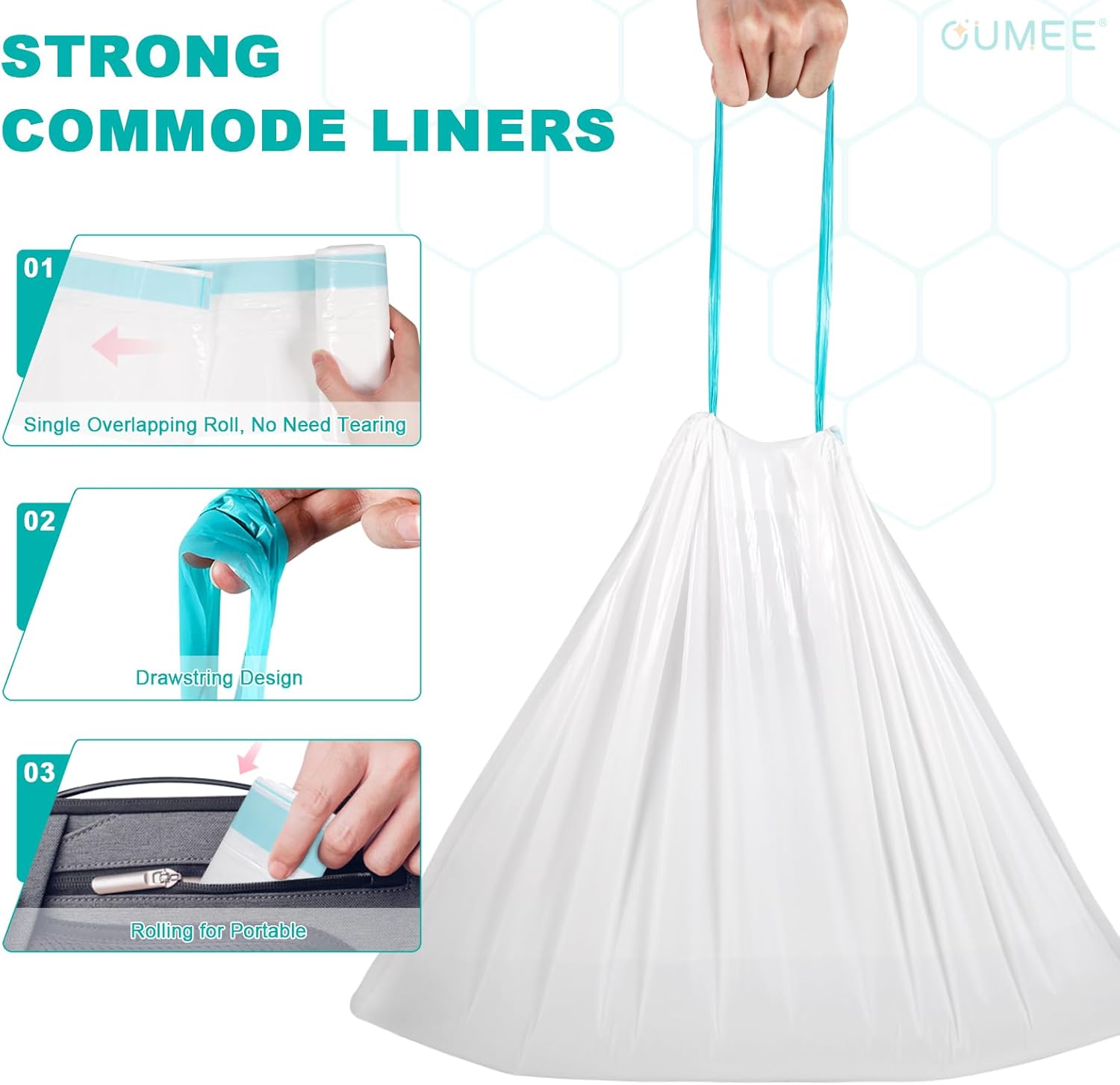 OUMEE Disposable Commode Liners for Bedside Commode and Portable Potty Bags

