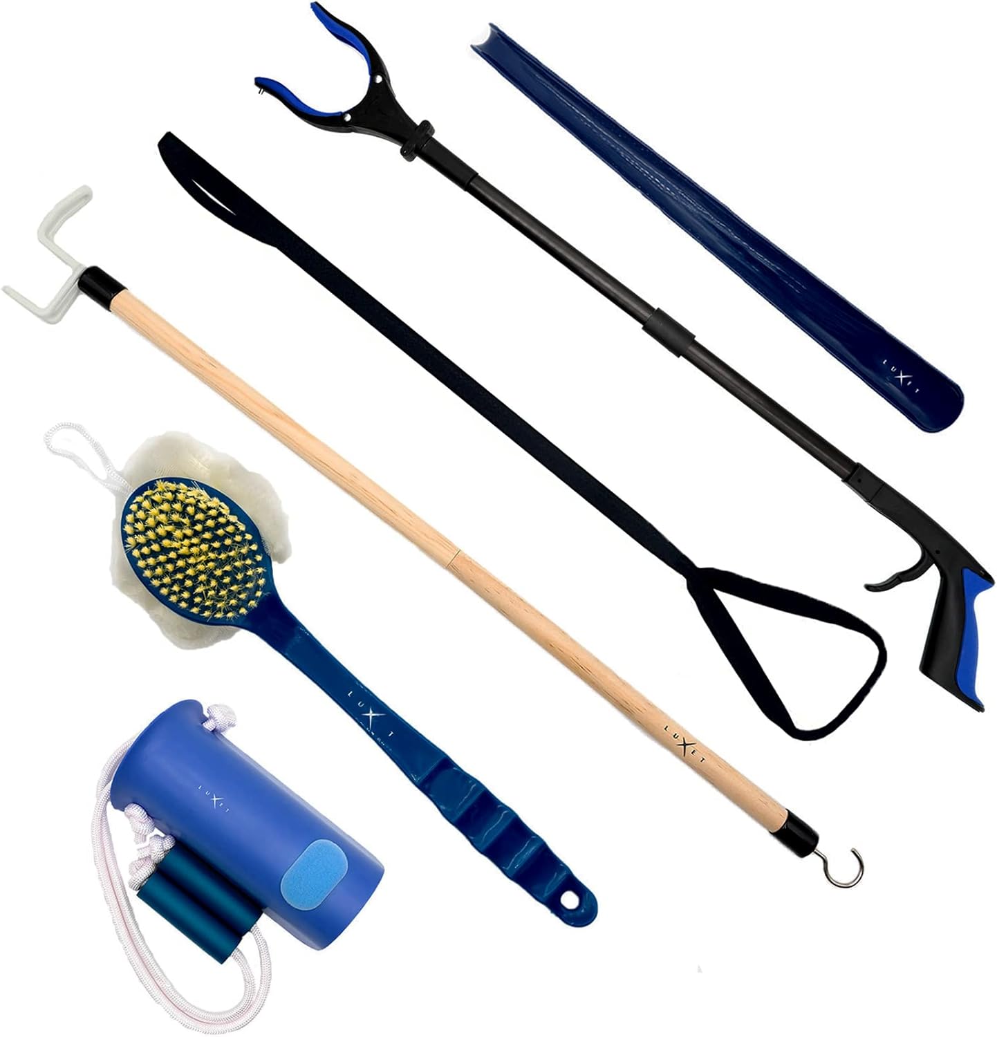 Luxet Recovery Aids Kit with Grabber Reacher, Sock Aid, Dressing Stick & Shoe Horn


