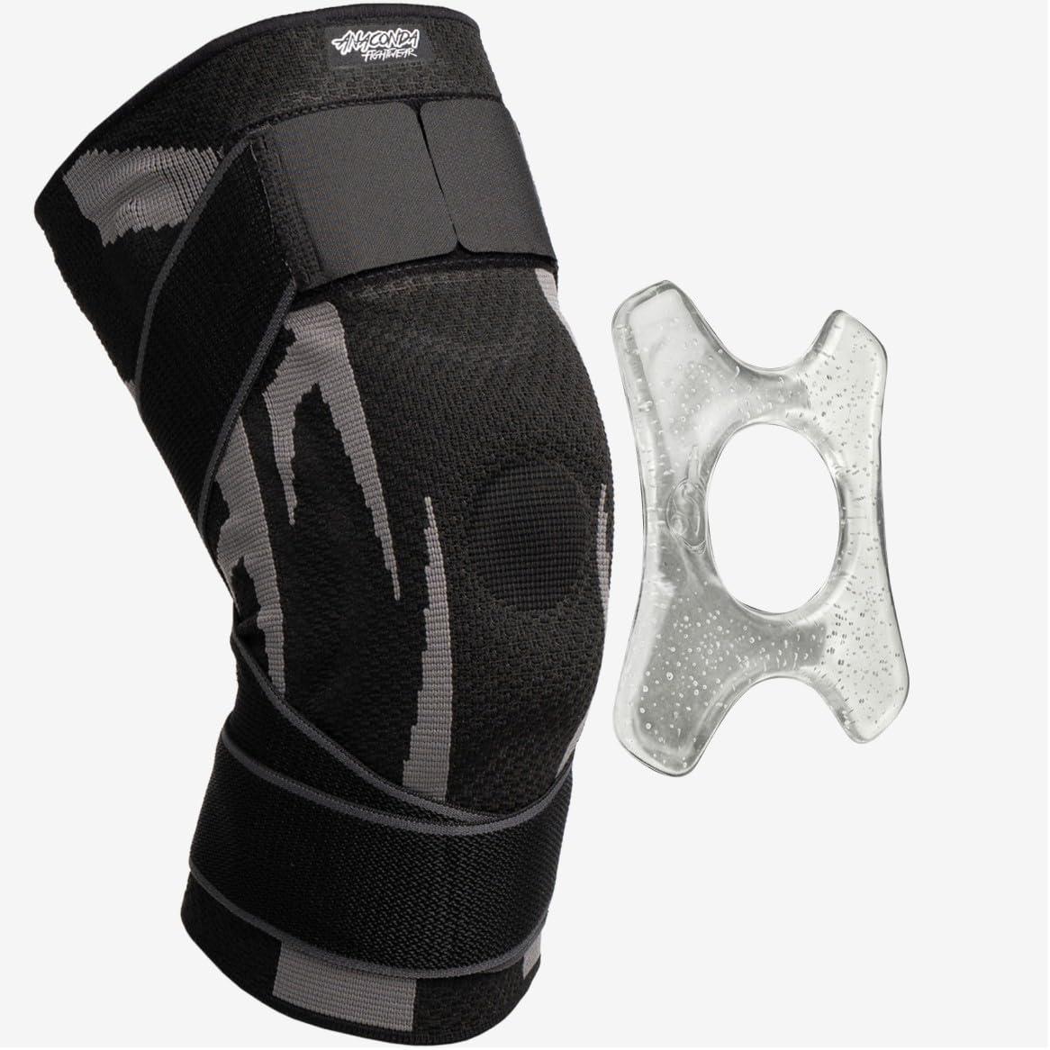 Anaconda Fightwear Knee Brace Compression Sleeve with Gel Pad, Adjustable Non-Slip Wrap

