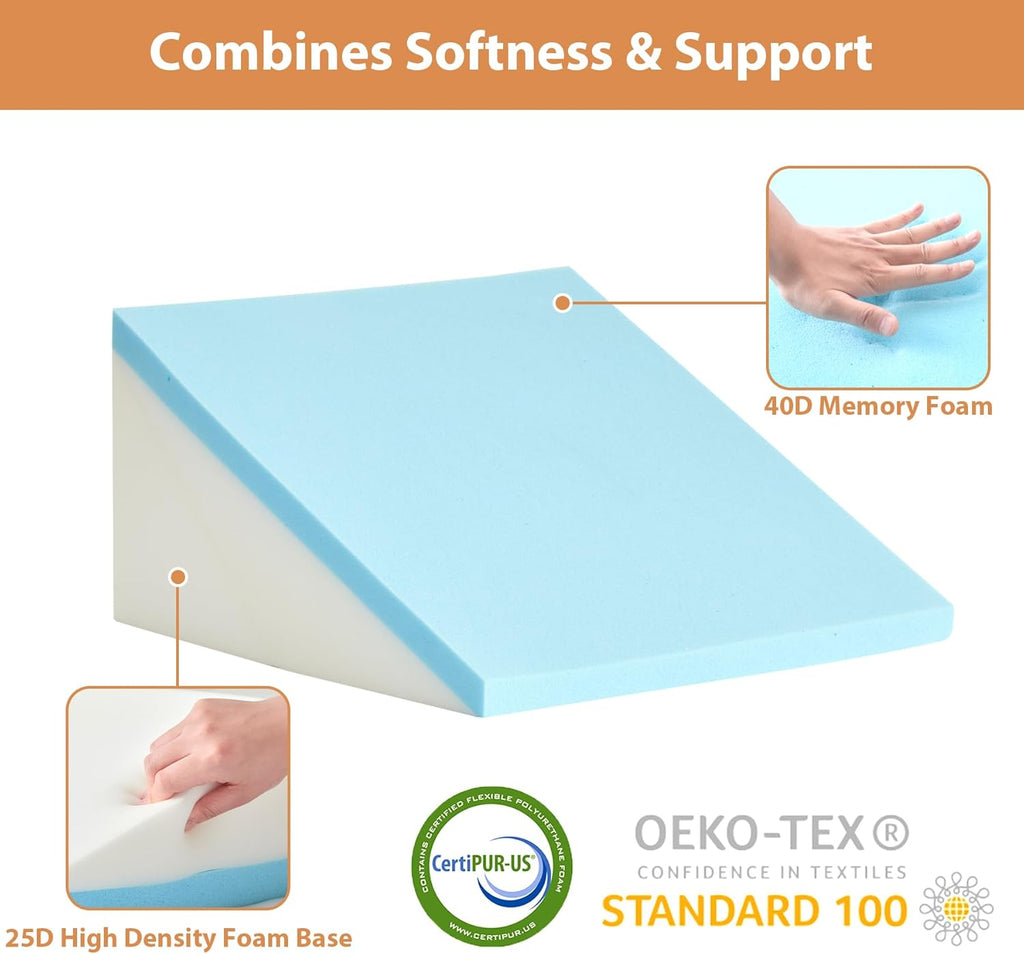 BIEEZZK Incline Bed Cushion Set for Acid Reflux, Neck and Back Memory Foam

