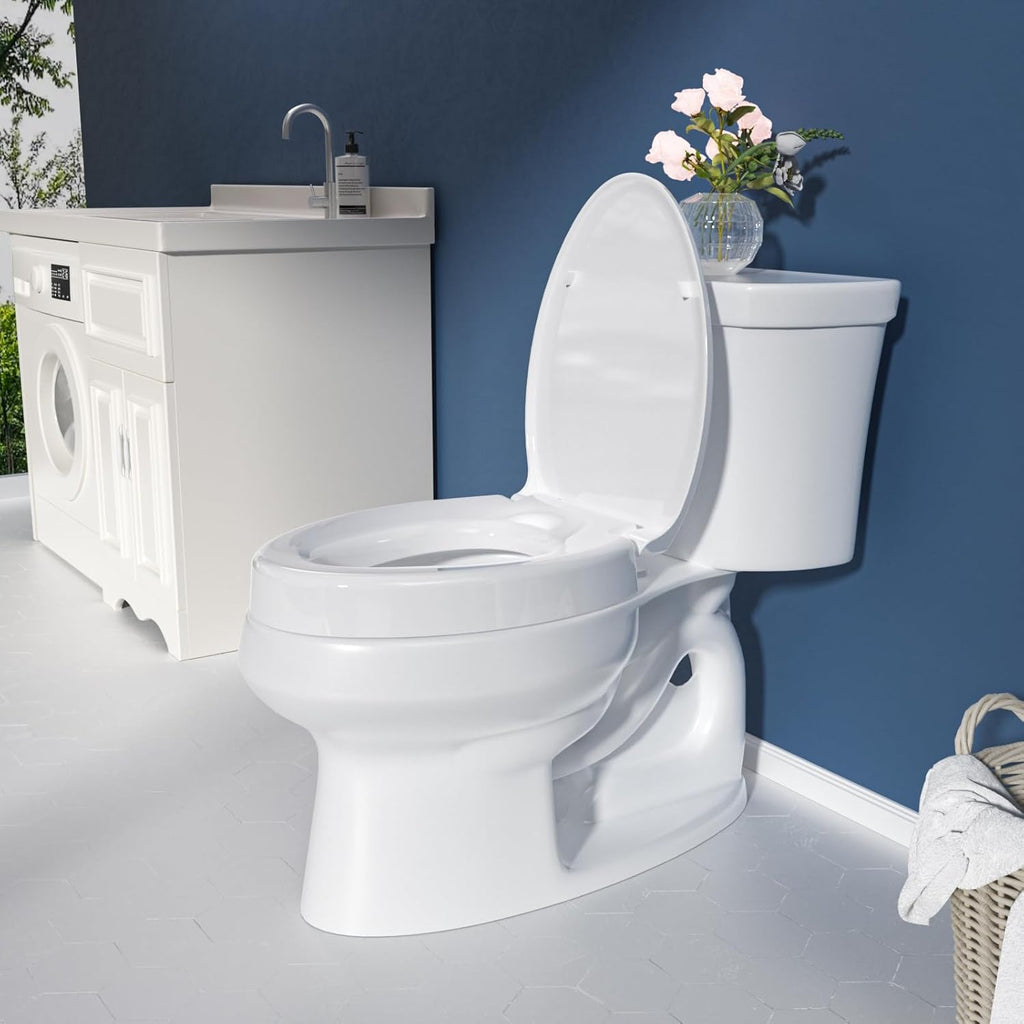 SAMODRA Raised Toilet Seat Riser, 3 Inch High Elevated Toilet Seat, Soft Close

