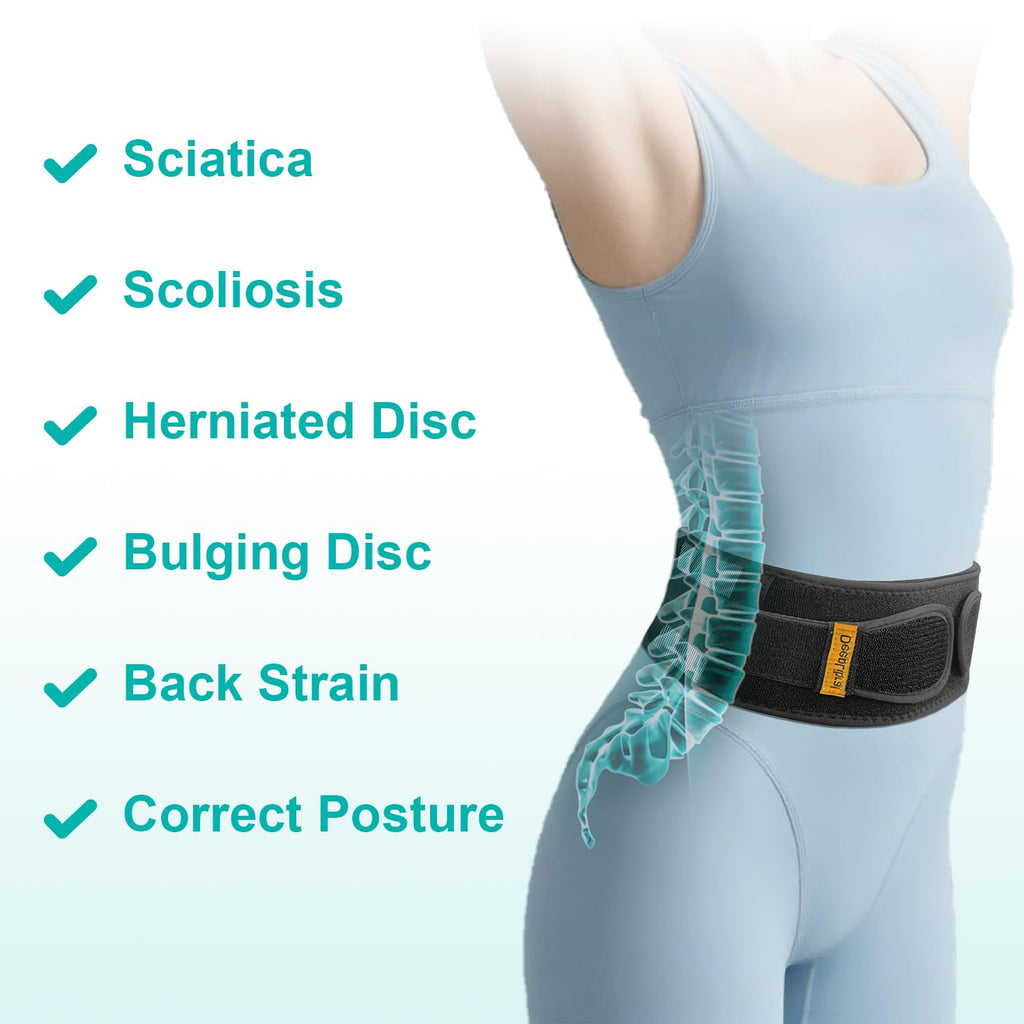 Ultra-Thin Breathable Back Brace Belt for Lower Back Pain, Sciatica, Support

