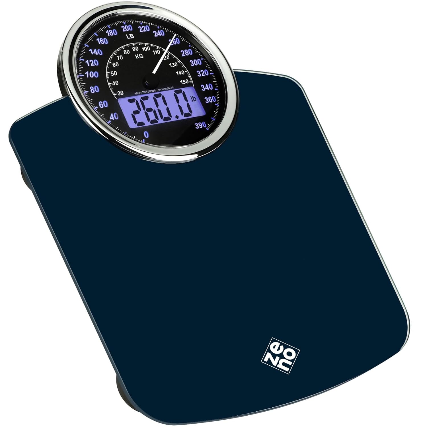 ZENO Hybrid 2-in-1 Analog Digital Bathroom Scale up to 400 lb, Tempered Glass

