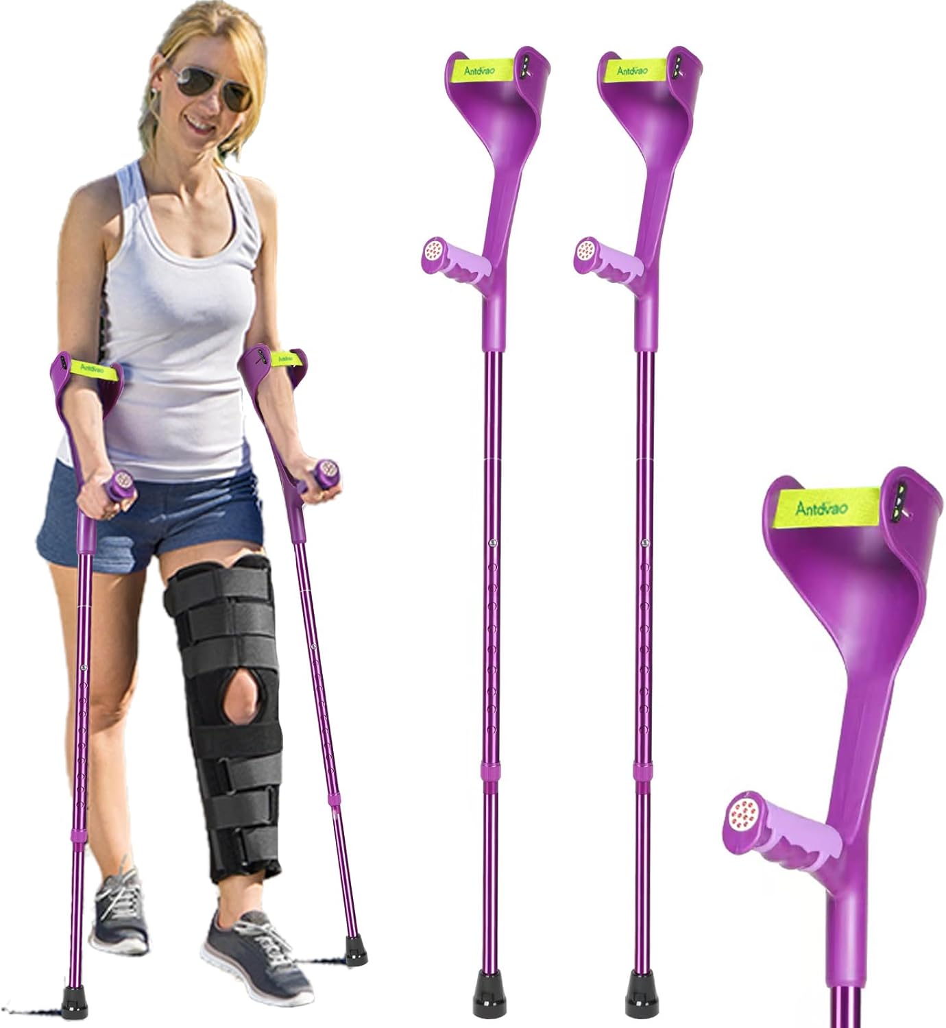 Forearm Crutches Pair Folding Forearm Crutches Anti-Drop Cuff Non-Slip Grip


