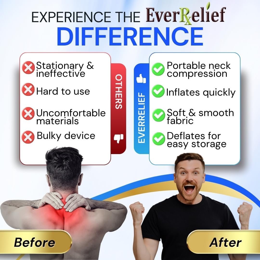 EverRelief Cervical Traction Device Inflatable Adjustable Neck Stretcher Pillow


