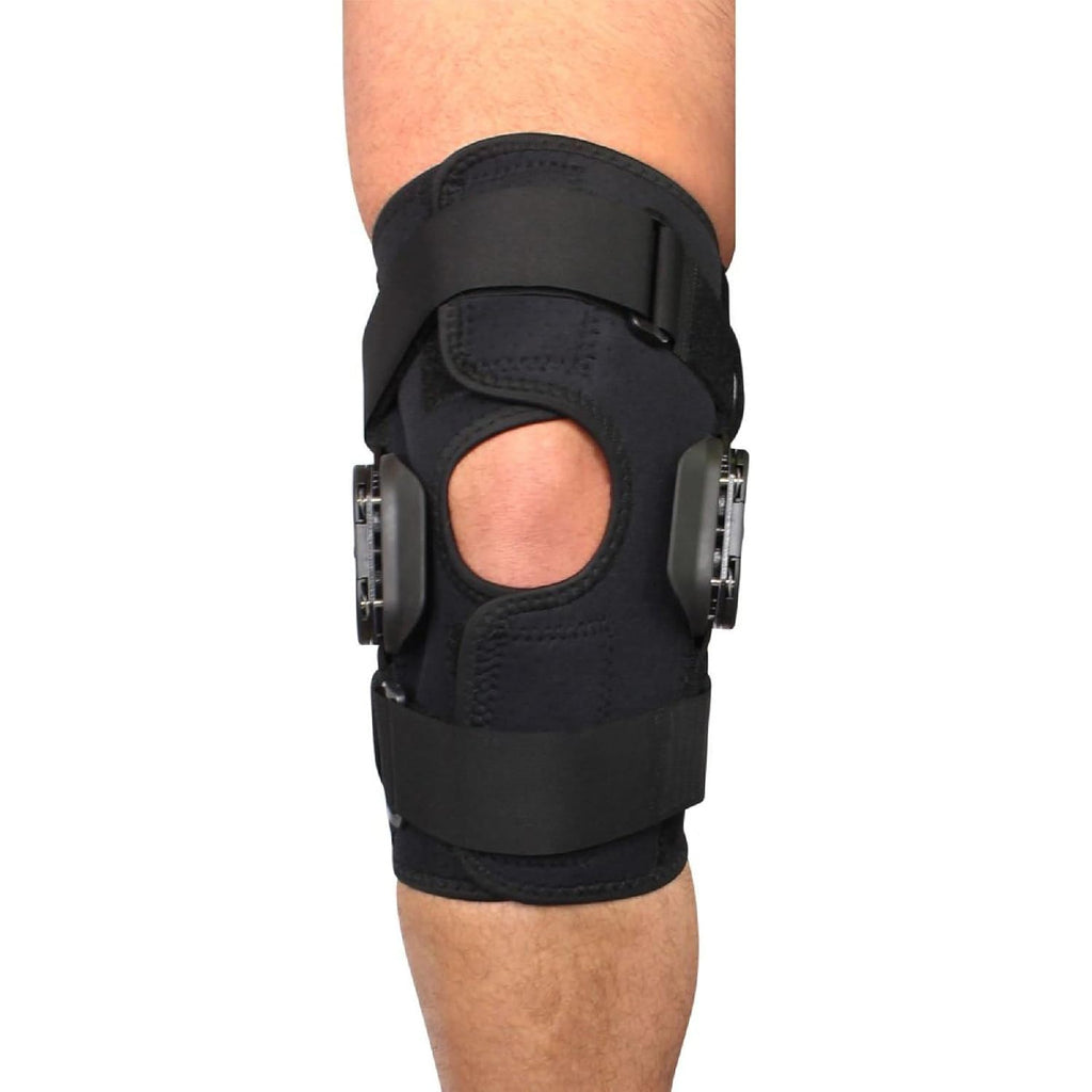 Brace Direct External Deluxe Hinged Knee Brace with Adjustable Wrap and Open Patella

