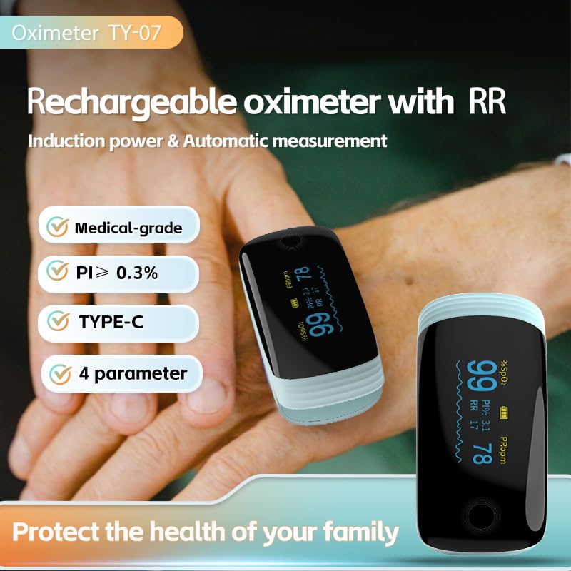 Finger Pulse Oximeter Fingertip Blood Oxygen Saturation Monitor with Lanyard TY07

