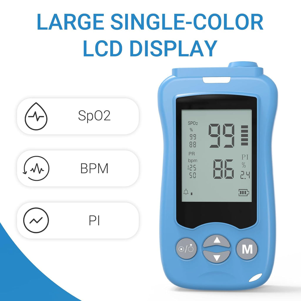 Handheld Fingertip Pulse Oximeter Medical Grade for Kids Adults with Alarm

