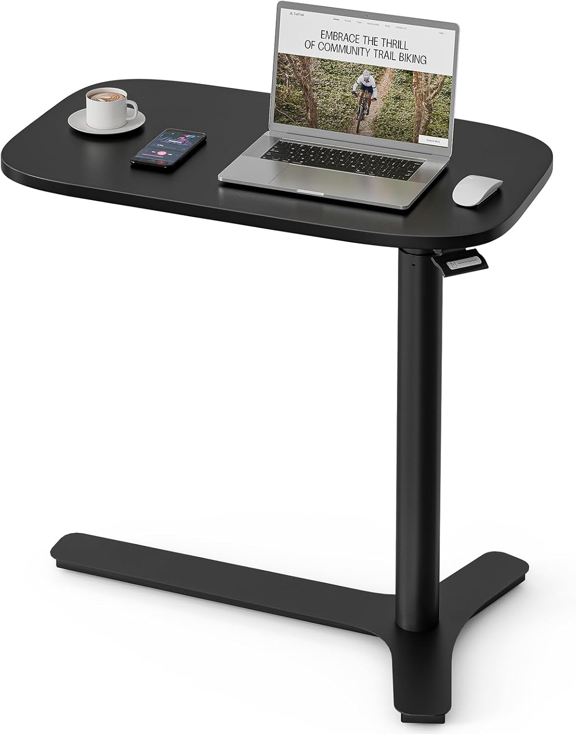 Muvai Overbed Bedside Table with Hidden Casters Adjustable Height Rolling Laptop Desk

