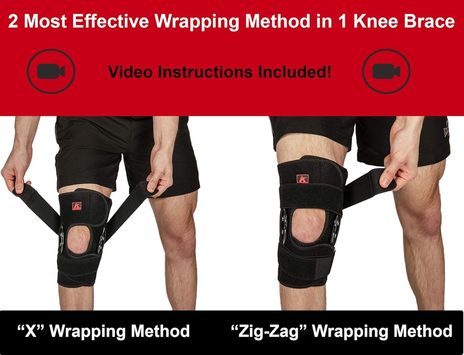 Hinged Knee Brace with Strap and Patella Stabilizers for Injury Recovery

