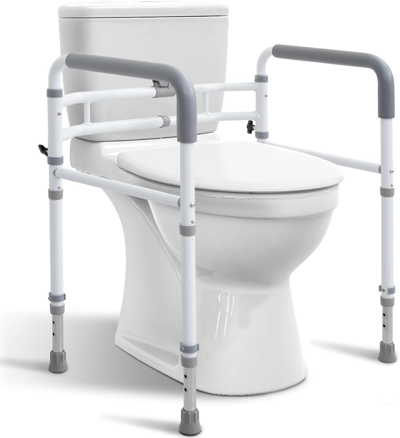 WeHwupe Toilet Safety Rail with Adjustable Grab Handles for Seniors Bathroom

