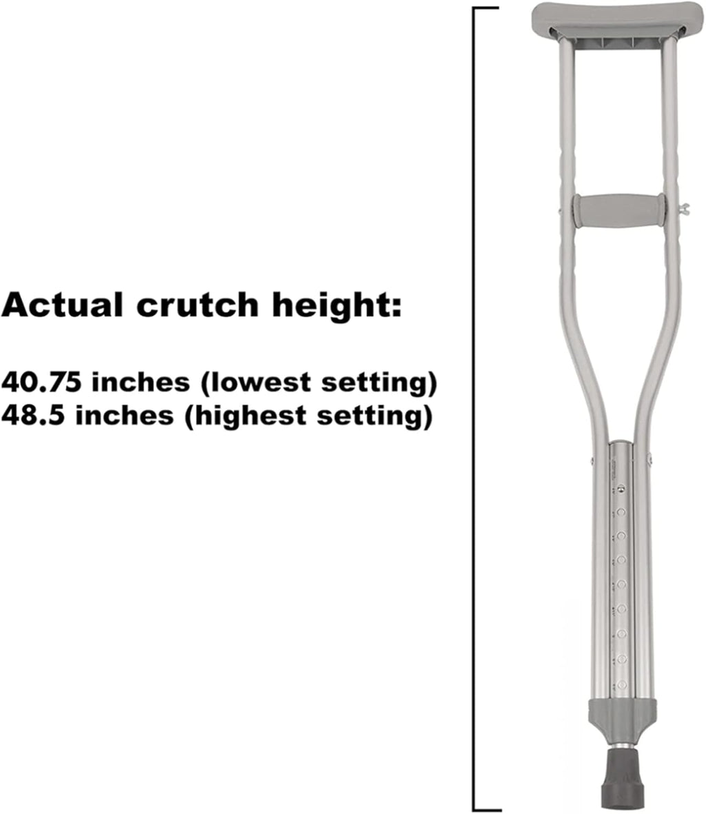 PCP Aluminum Underarm Crutches, Push-Button Adjustable Height, Lightweight (1 Pair)

